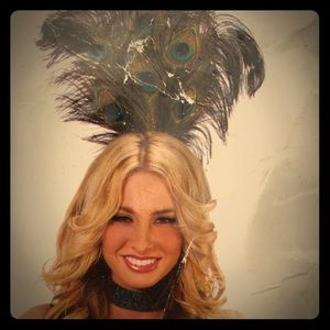 Peacock costume headpiece and neckpiece